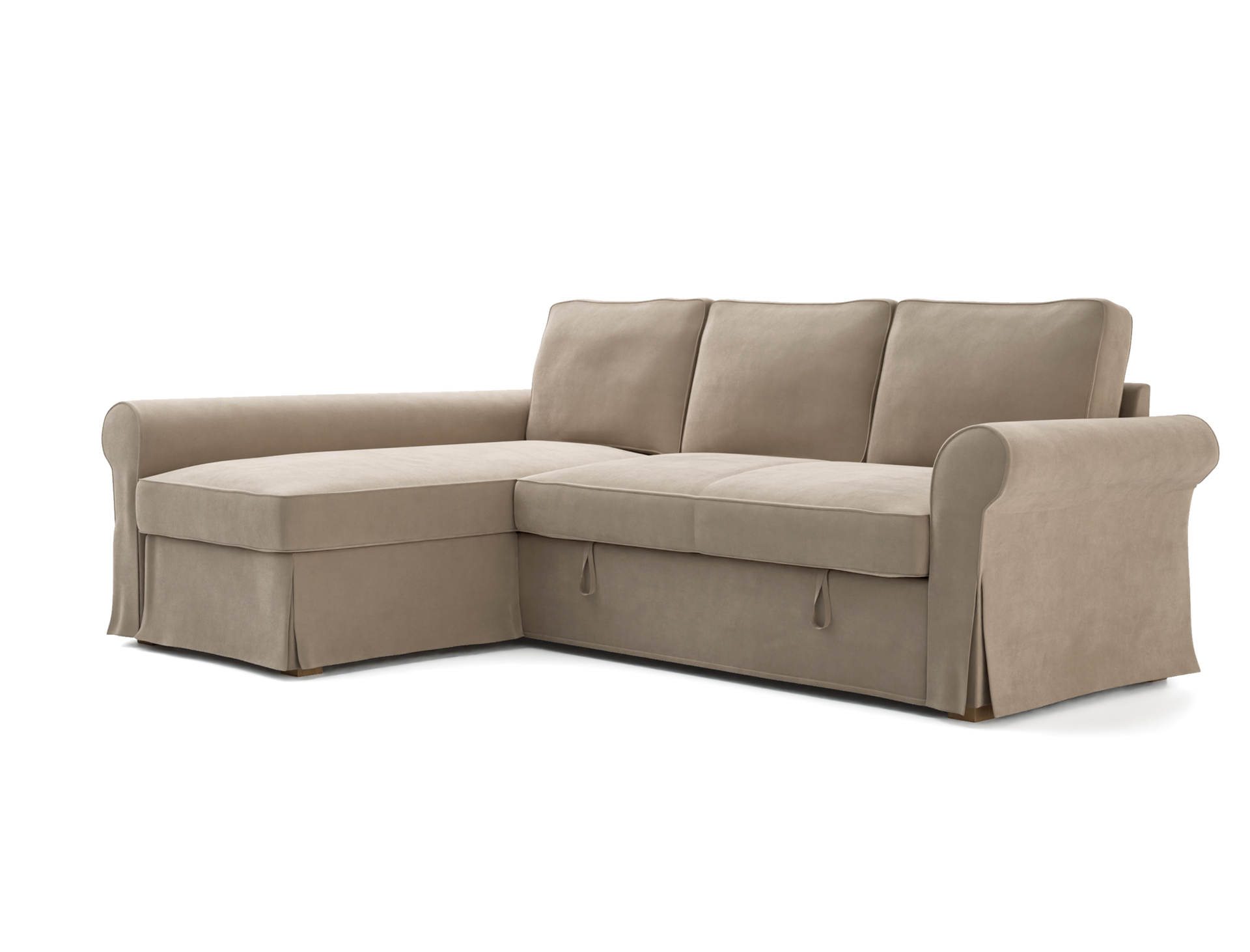 IKEA - Hoes voor slaapbank Backabro met chaise longue, Feather, Fluweel - Bemz