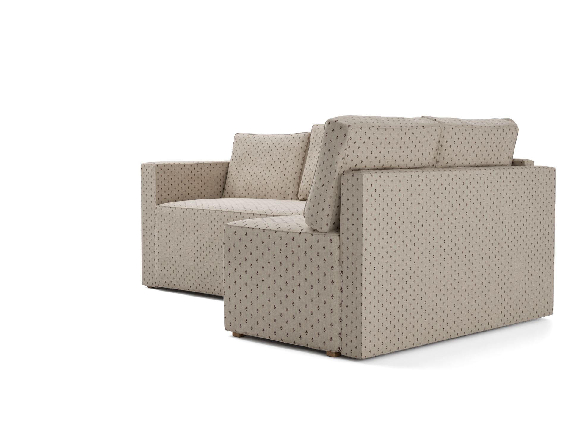 IKEA - Hoes voor slaapbank Fågelbo met chaise longue rechts, Natural/Burgundy, Linnen - Bemz