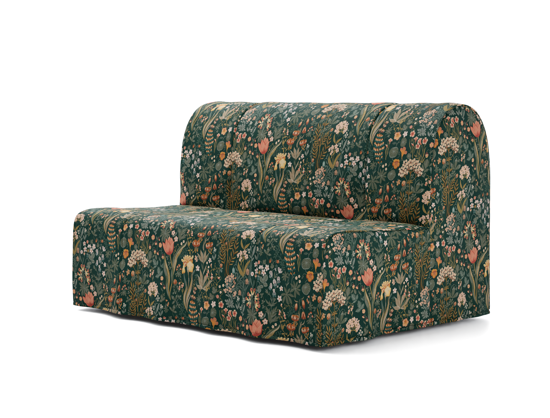 IKEA - Hoes voor 2-zitsslaapbank Lycksele, Blomsterhav Dark, Linnen - Bemz