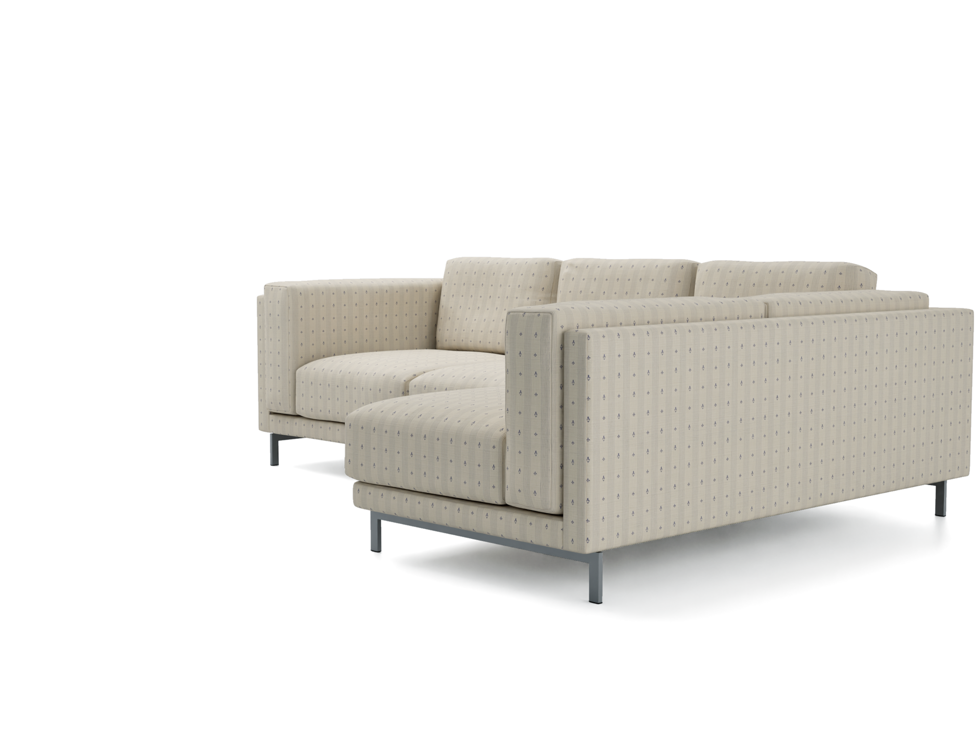 IKEA - Nockeby 3 Seat Sofa with Right Chaise Cover, Fleur de lis Natural/Lavender, Cotton - Bemz