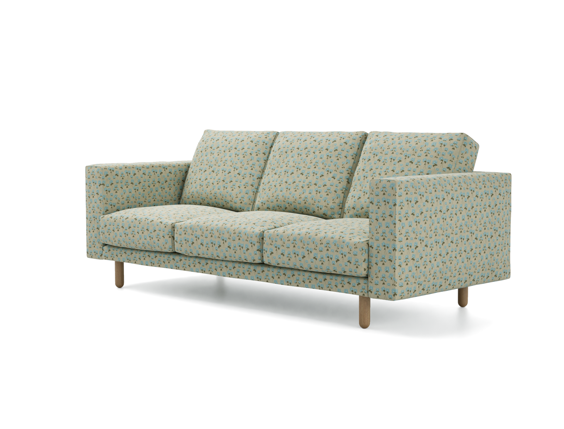 IKEA - Norsborg 3 Seater Sofa Cover, Florence Wheat Yellow/Pale Blue, Linen - Bemz