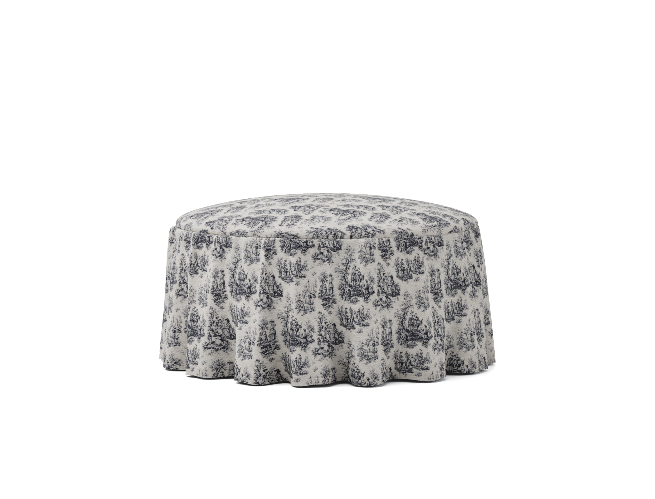 Universal Round Footstool Cover, with Ruffle 