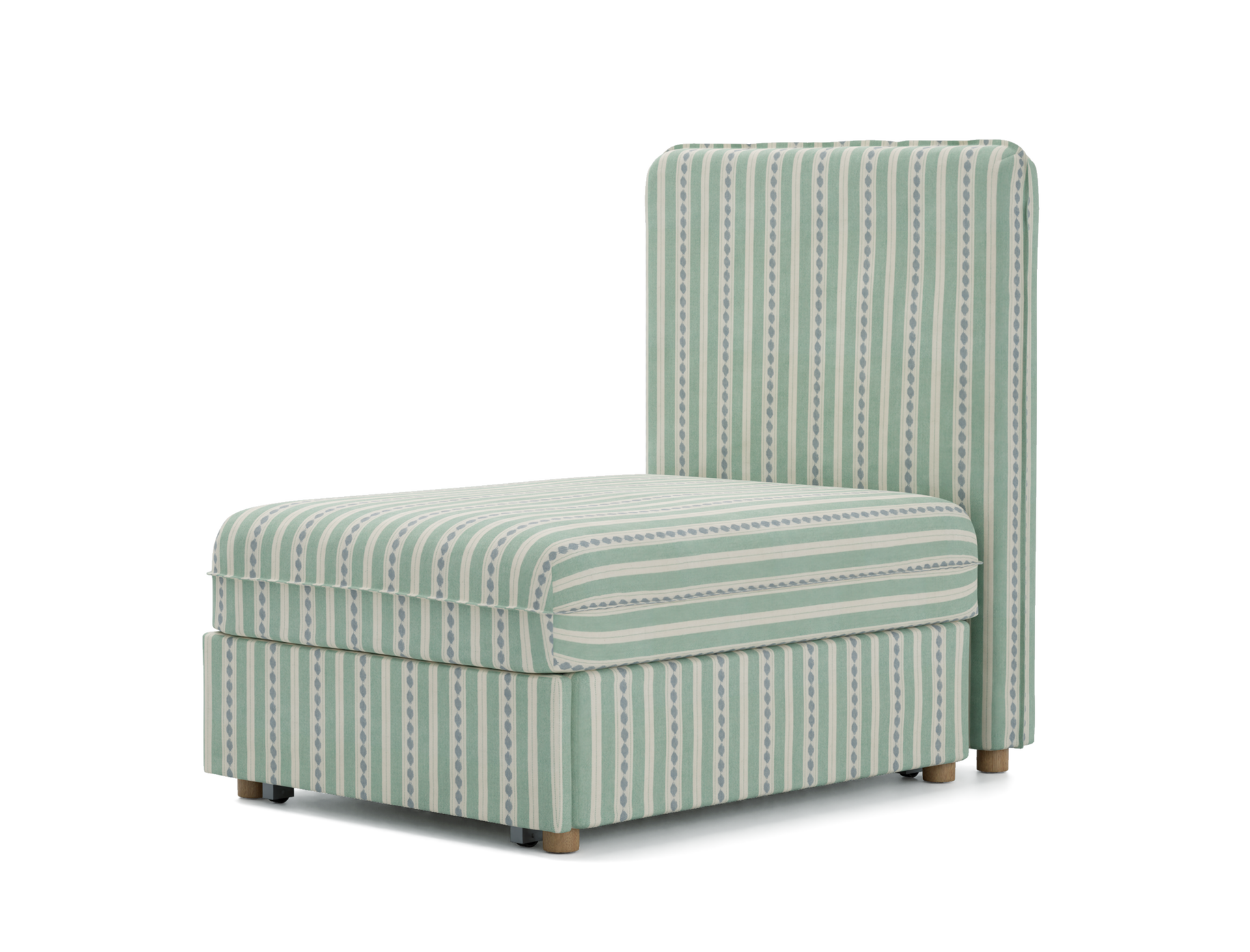 IKEA - Hoes voor zitmodule slaapbank Vallentuna met hoge rugleuning, Green/Blue, Linnen - Bemz