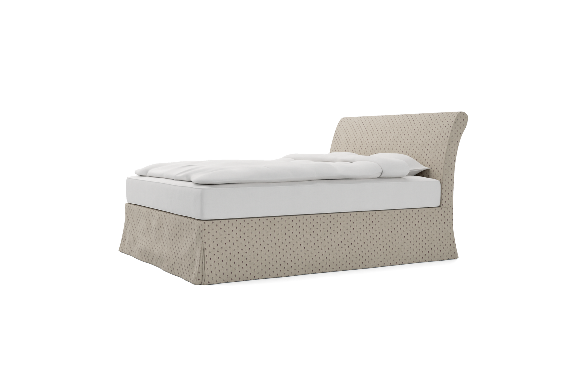 IKEA - Hoes voor bedframe Vanvik, Natural/Burgundy, Linnen - Bemz