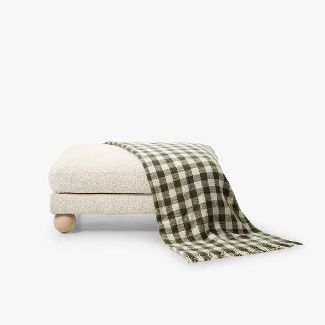 Couverture en laine - Petits carreaux - Mousse/blanc antique 